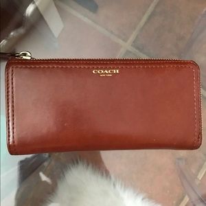 Cognac leather coach wallet